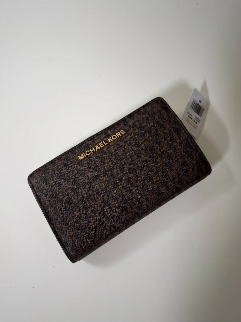 NWT MICHAEL KORS MK SIGNATURE SLIM BIFOLD WALLET in ACORN